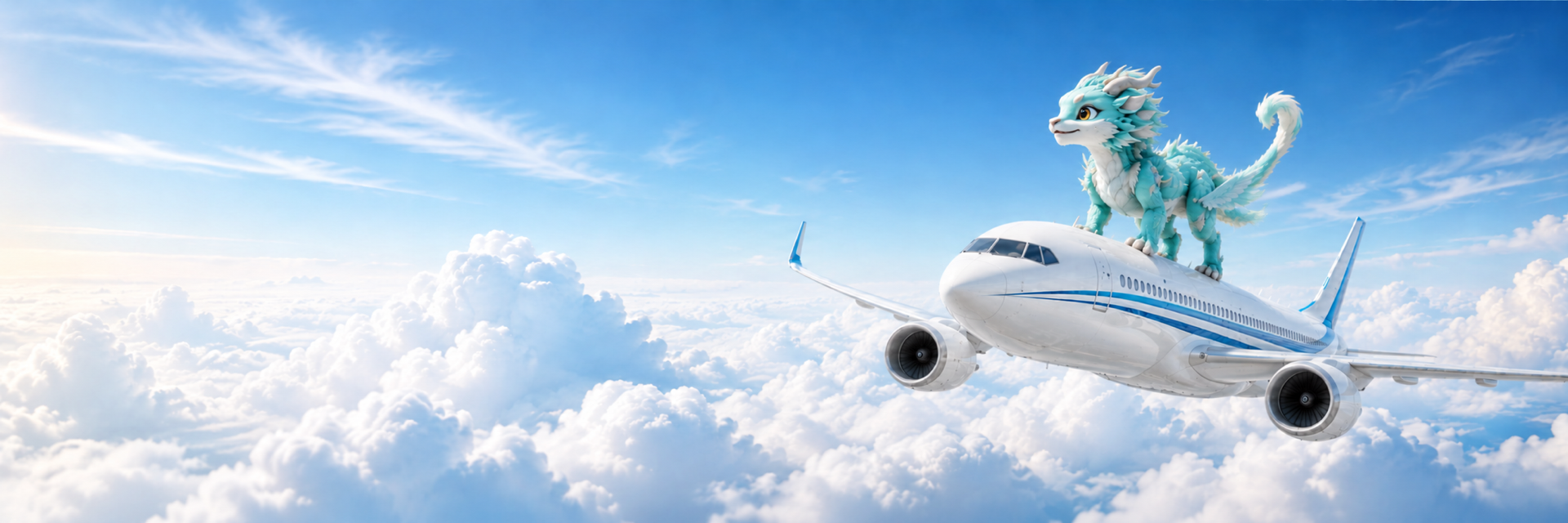 Ilustración oficial de ACBuy: un dragón sobre un avión de transporte