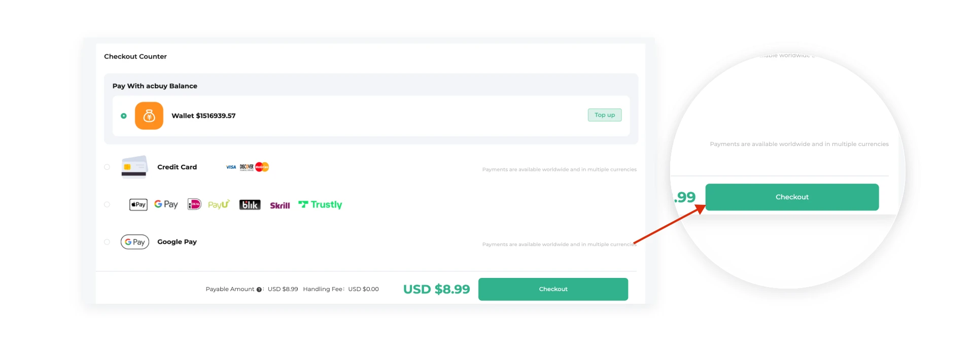 Confirmación y pago del pedido en ACBuy